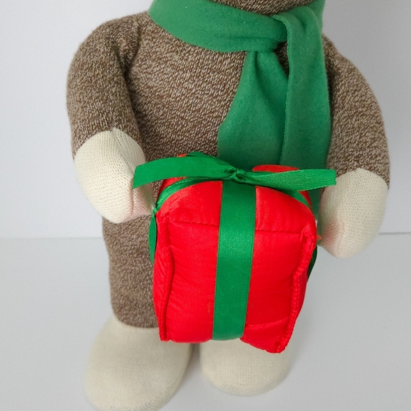 NWOT Gemmy 20" Sock Monkey Christmas Santa Claus Standing Plush Entry Decor - Picture 4 of 6